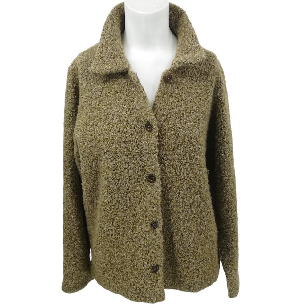 Vintage Real Clothes Saks Fifth Avenue Brown Cardigan Sweater Size M Boucle